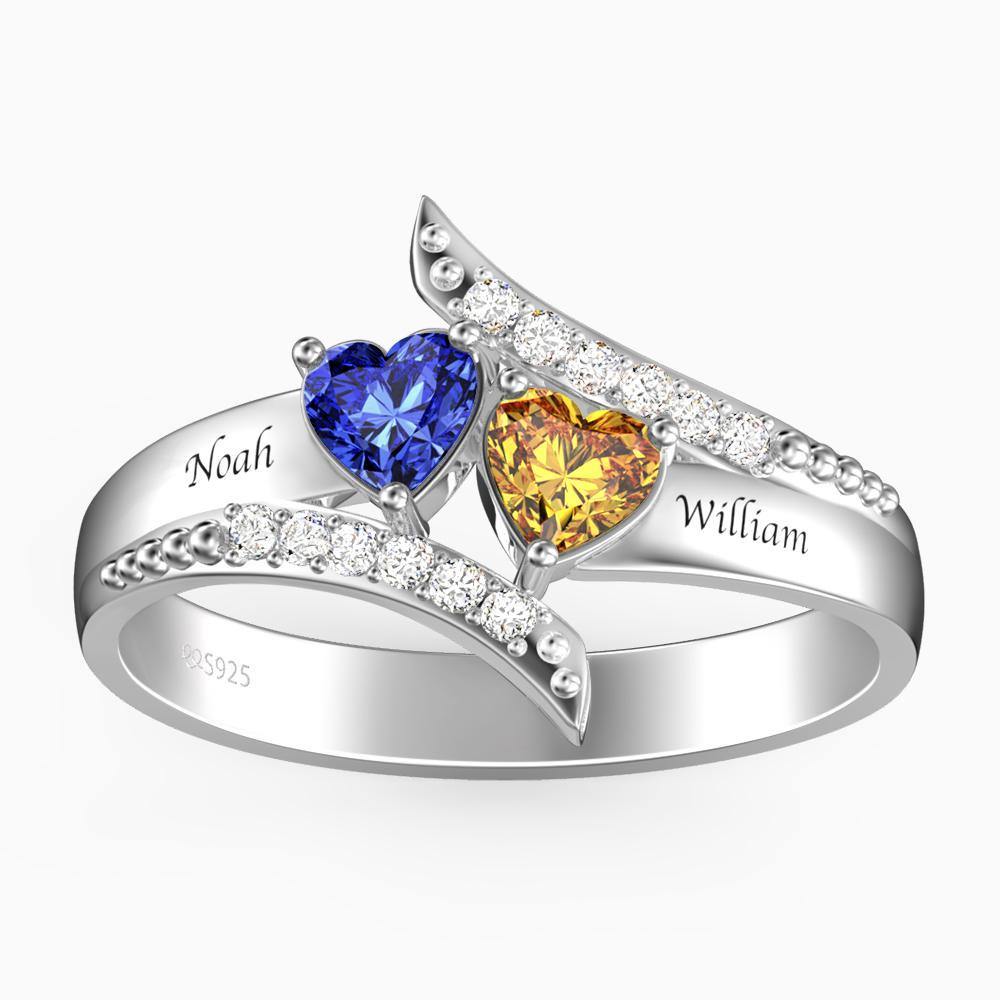 Mothers Ring Personalized with Birthstone Custom Sterling Silver Engraved Promise Engagement Ring for Her Women,Family 