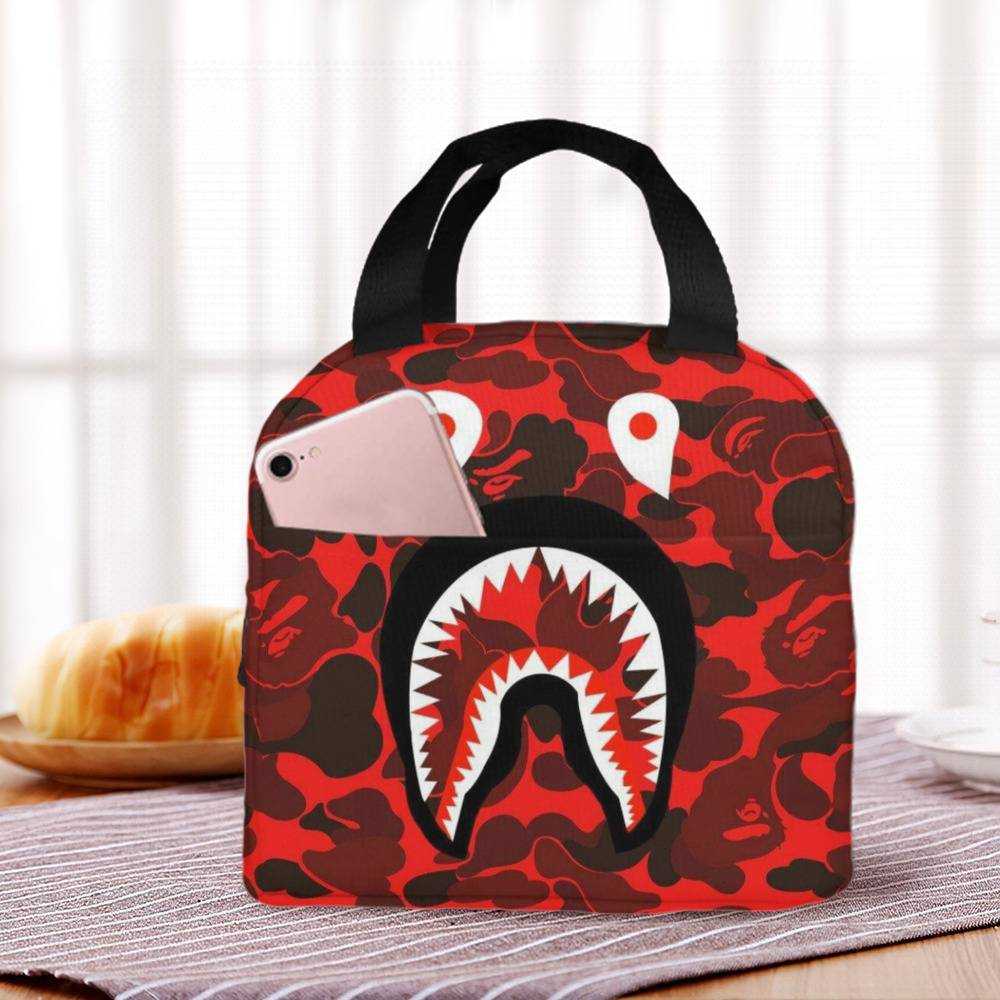 Bape Backpack with Lunch Box Red Bape Heat Insulated Lunchbox