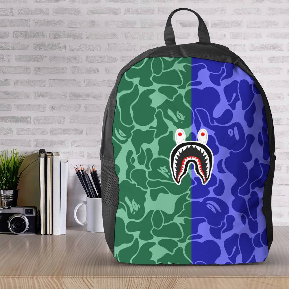 Bape Backpack Blue Bape Camo Waterproof Backpack