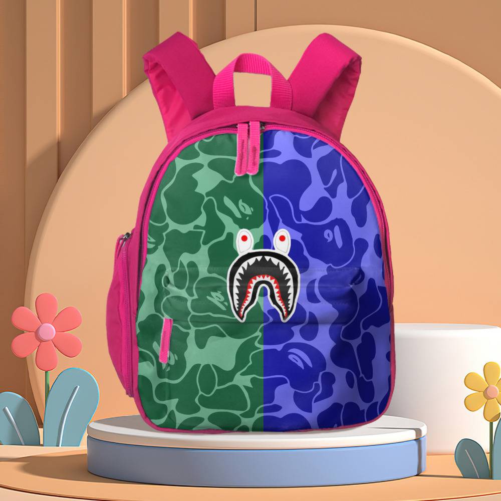 Bape Backpack, Blue and Green Camo Backpack, Waterproof Schoolbag for Kids