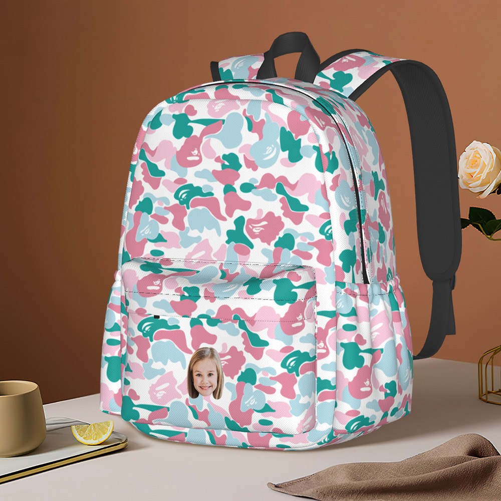 Bape Backpack Pink and Green Bape Waterproof Backpack