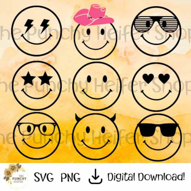 Smiley Face Svg Happy Face Smile Cut Digital File Instant Download -   Canada