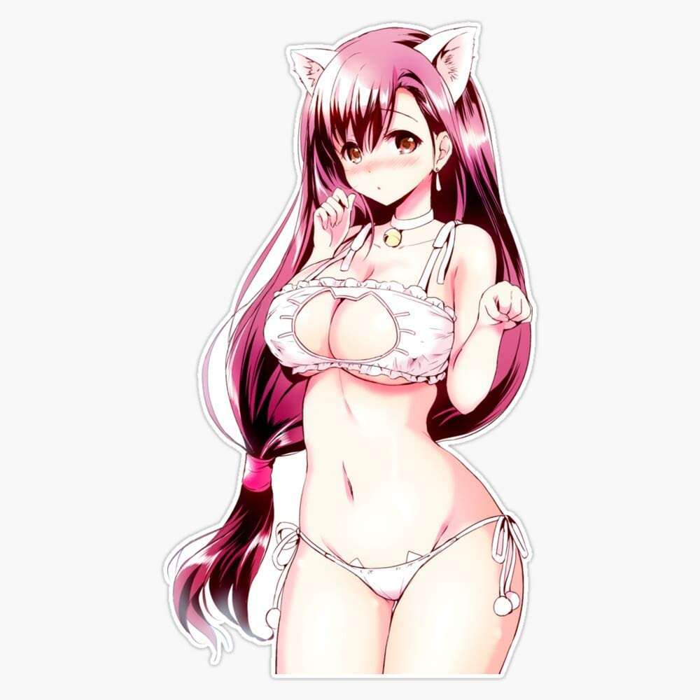 Tifa Lockhart Ff7 Remake Nekomimi Sticker, Outdoor Rated Vinyl Sticker Decal for Windows, Bumpers, Laptops or Crafts#1