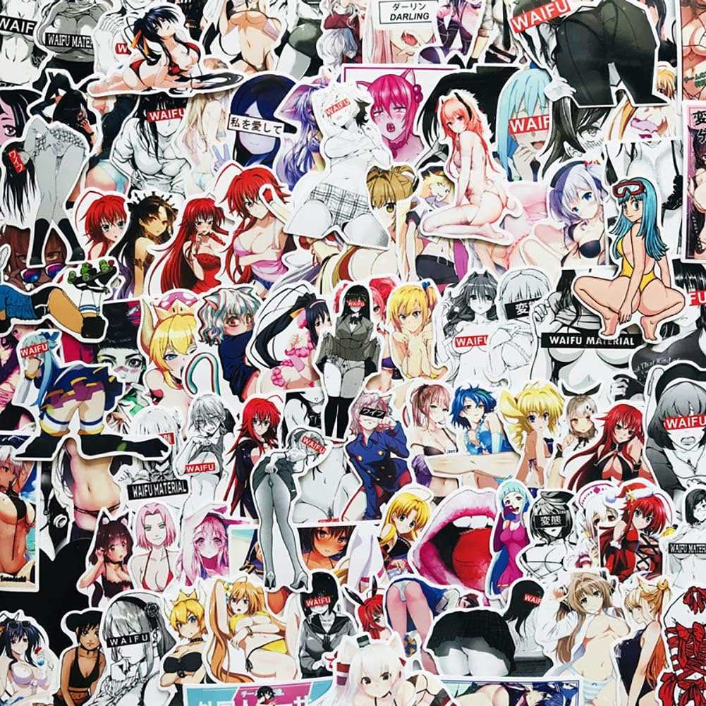 Sexy Lady Women Hook Up Anime Girl Men Vinyl Stickers for Adult, Water Bottle Laptop Skateboard Motorcycle Car Bike Luggage Trolley Case Decoration, Waterproof Decals Stickers 100 PCS Pack#1