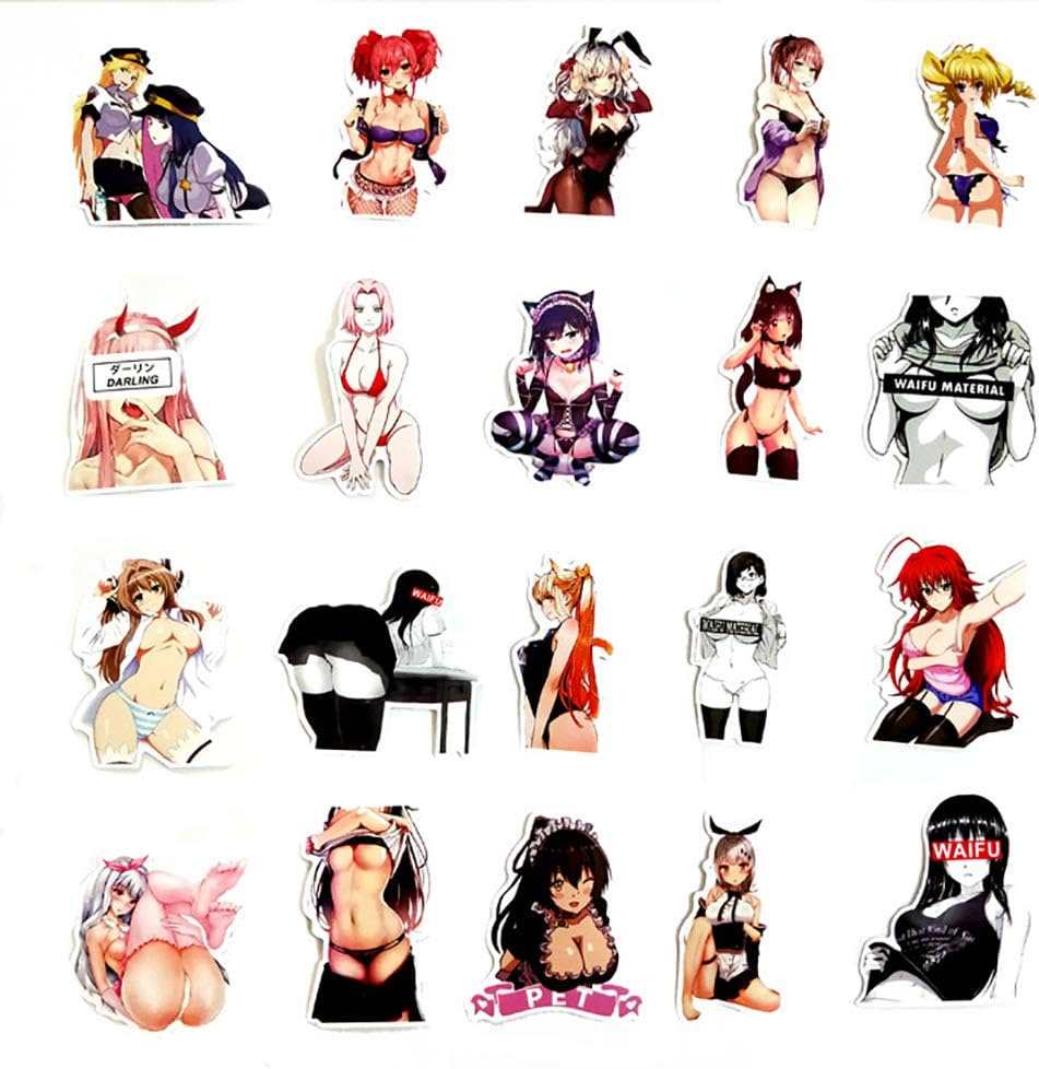 Sexy Lady Women Hook Up Anime Girl Men Vinyl Stickers for Adult, Water Bottle Laptop Skateboard Motorcycle Car Bike Luggage Trolley Case Decoration, Waterproof Decals Stickers 100 PCS Pack#3