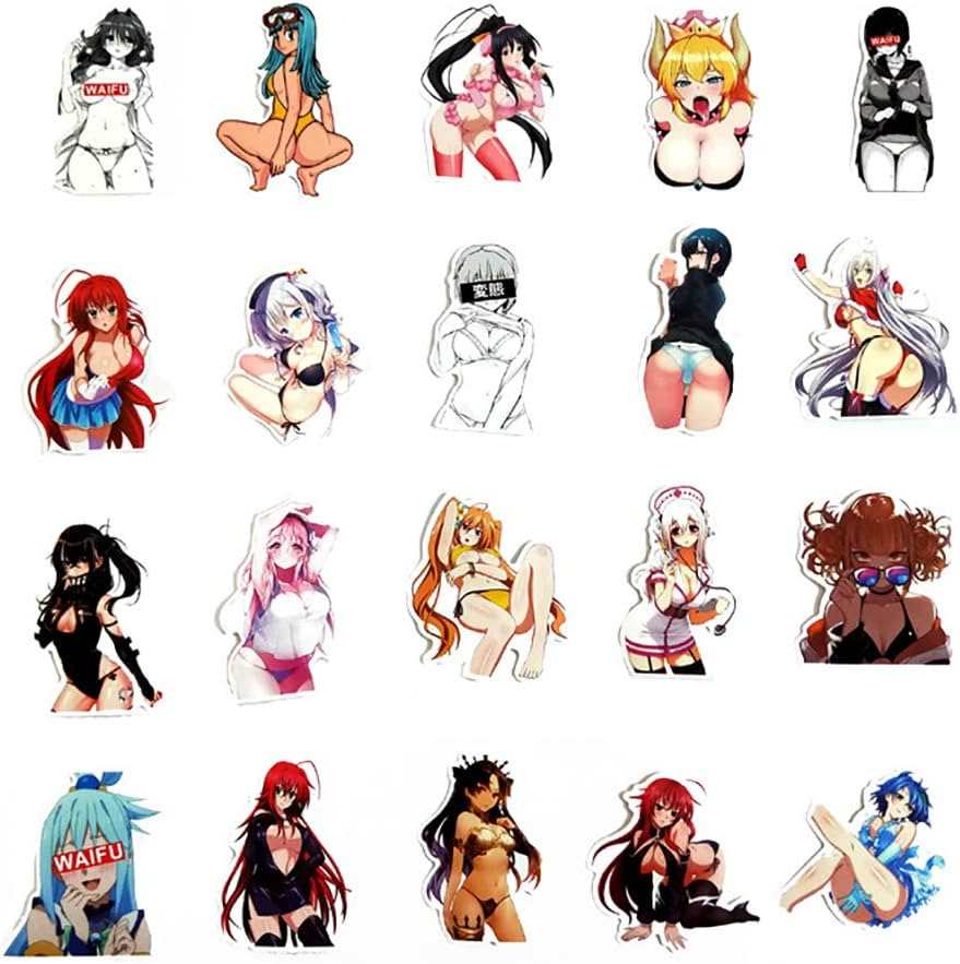 Sexy Lady Women Hook Up Anime Girl Men Vinyl Stickers for Adult, Water Bottle Laptop Skateboard Motorcycle Car Bike Luggage Trolley Case Decoration, Waterproof Decals Stickers 100 PCS Pack#4