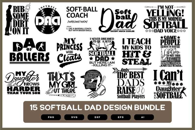 Softball Dad Design Bundle Creativity and Fun Digital Download  