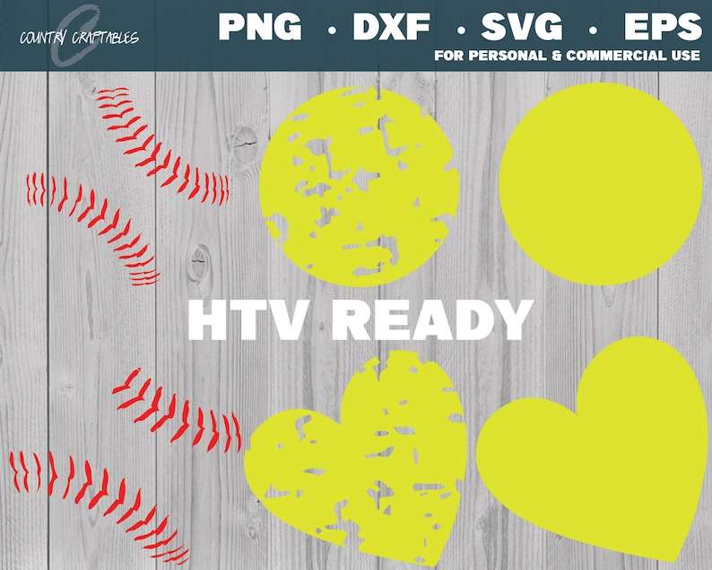 Distressed Heart Softball Stitches Svg Creativity and Fun Digital Download 