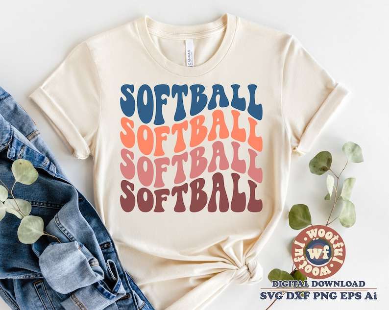 Softball  Wavy Letters Svg High Quality Perfect for your Design 