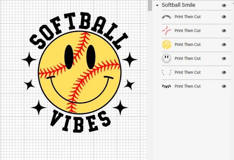 Softball Vibes Smilely Face Svg, Softball Shirt Svg, Softball Mom, Softball Svg, Softball Shirt Svg#3