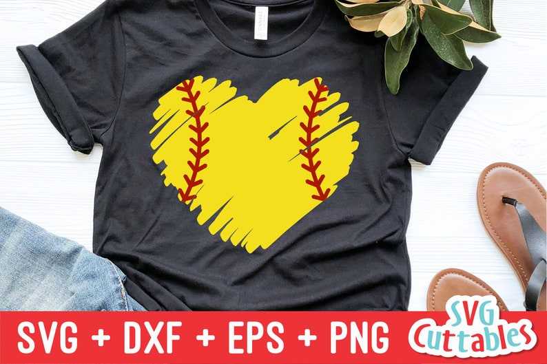 Distressed Softball Heart Svg Cut File, Softball Heart Svg, Digital download#8