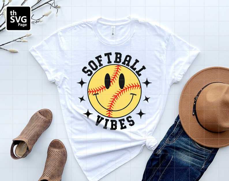 Softball Vibes Smilely Face Svg Creativity and Fun Digital Download 