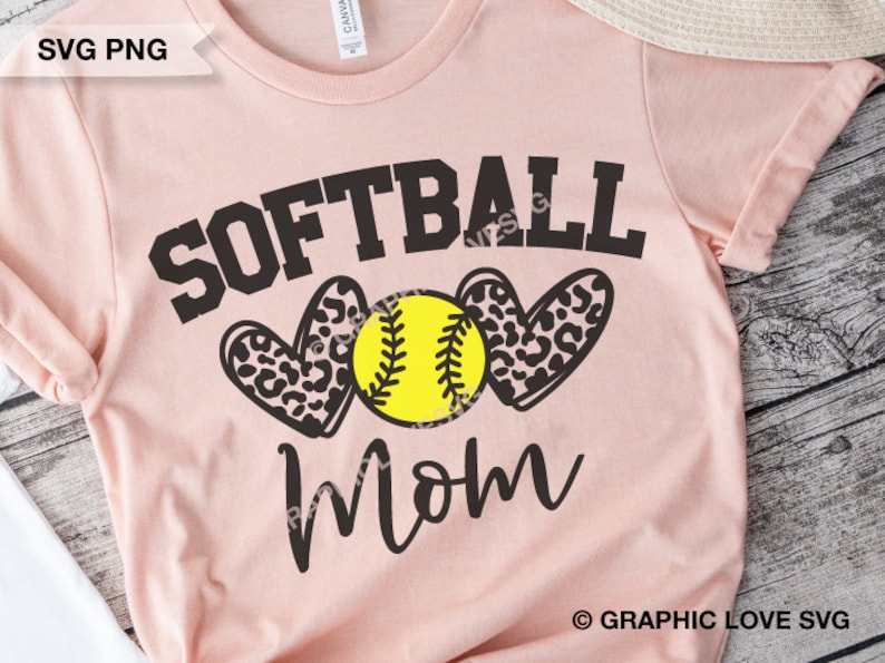 Softball Mom Leopard Heart Svg, Softball Heart Svg, Softball Mom Png, Sports Svg, Softball Mom Shirt Svg, Softball Mom Iron On Png, Love Softball Cricut#5