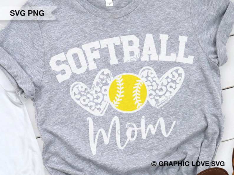 Softball Mom Leopard Heart Svg, Softball Heart Svg, Softball Mom Png, Sports Svg, Softball Mom Shirt Svg, Softball Mom Iron On Png, Love Softball Cricut#4