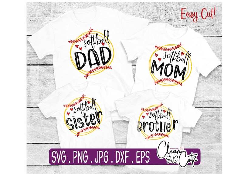 Cute Softball Family Bundle Svg High Quality Perfect for your Design
