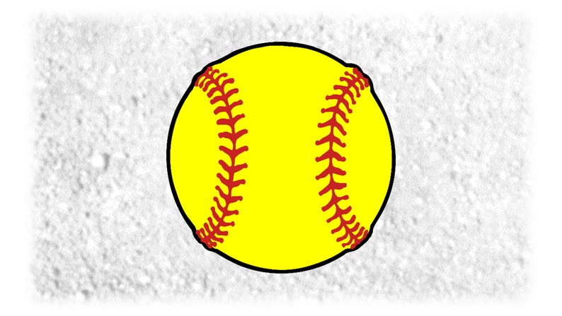 Sports Clipart: Layered Red Yellow Black Realistic Softball Silhouette, Softball Stitch Svg, Yellow Ball, Red Stitches, Digital Download SVG & PNG