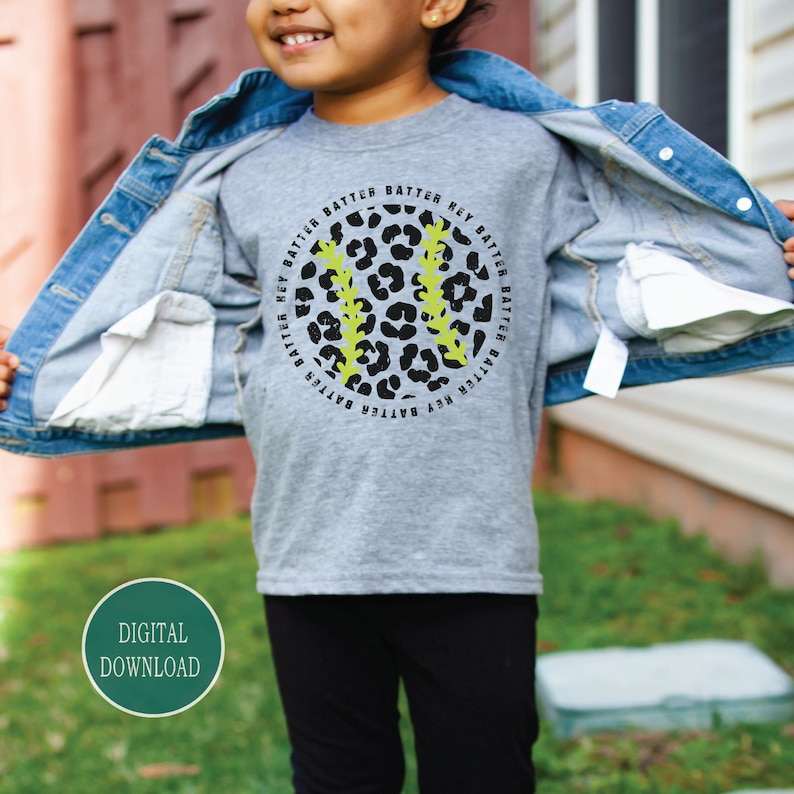 Leopard Softball SVG Download, Softball Svg, Hey Batter Batter Baseball SVG, Softball Team SVG, Softball Heart#3