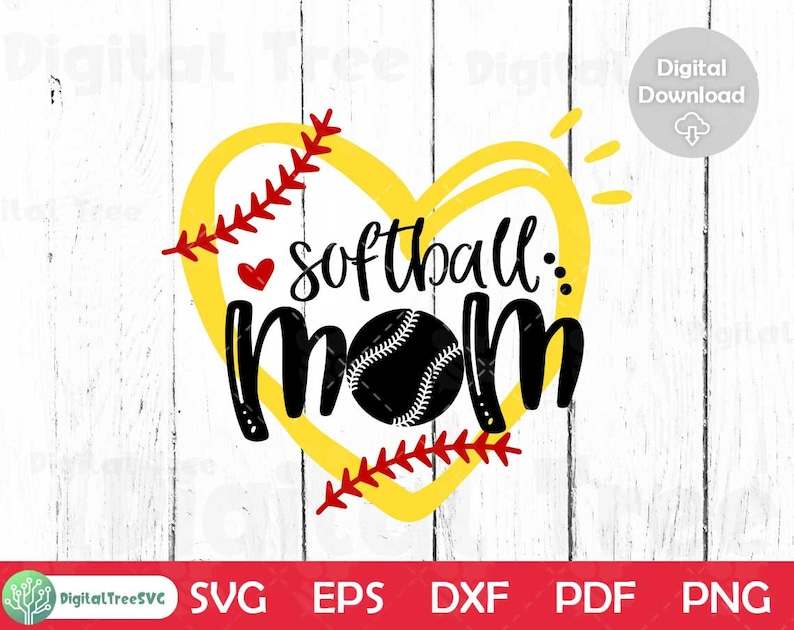 Softball Mom Svg With Heart High Quality Perfect for your Design 