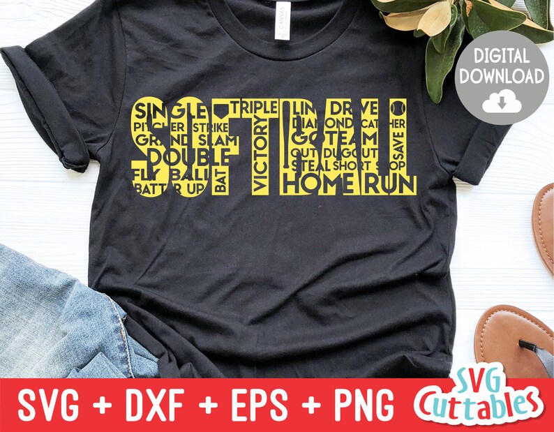 Softball Word Art Svg Cricut Cut File, Softball Svg, Digital Download