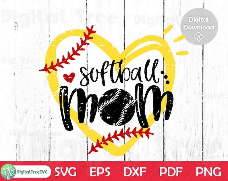 Softball Mom Svg With Heart High Quality Perfect for your Design