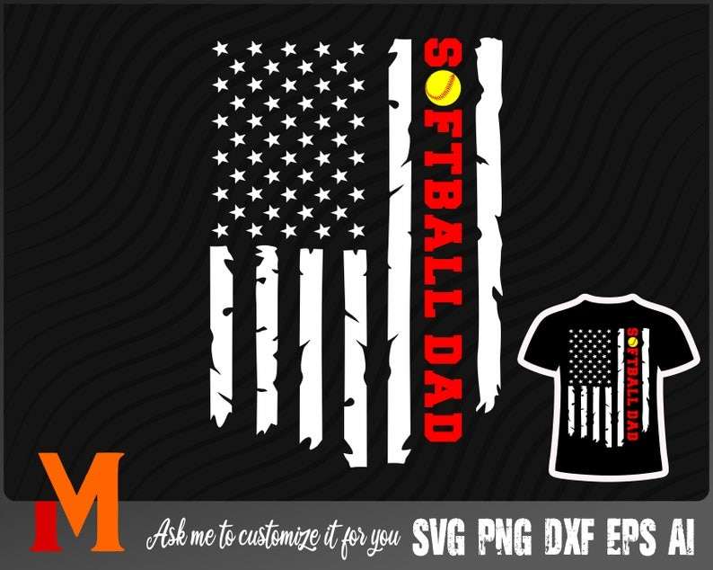 Patriotic Distressed Softball Dad Softball SVG High Quality Perfect for your Design 