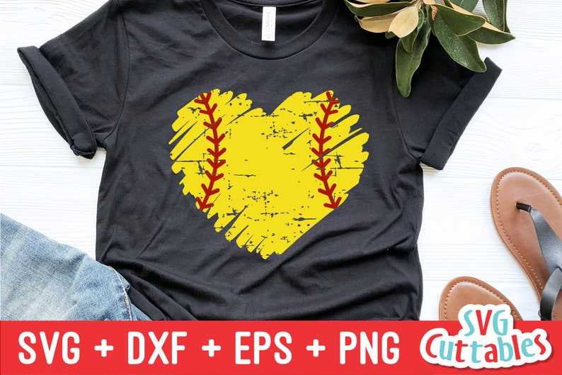 Distressed Softball Heart Svg Cut File, Softball Heart Svg, Digital download#6