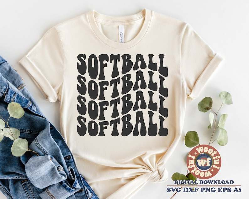 Softball  Wavy Letters Svg High Quality Perfect for your Design