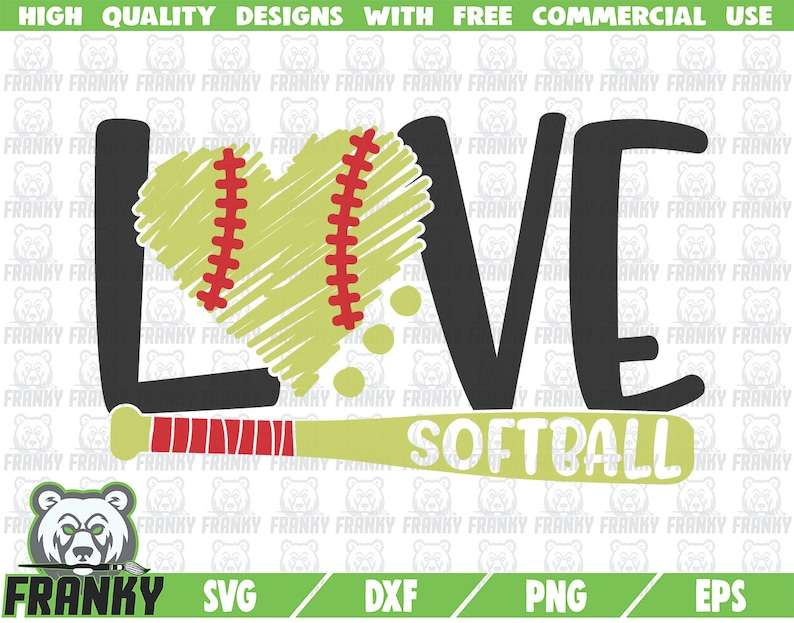 Love Softball Heart Svg High Quality Perfect for your Design