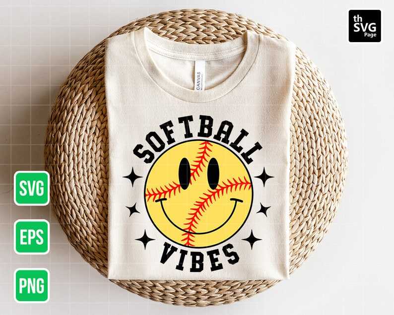 Softball Vibes Smilely Face Svg Creativity and Fun Digital Download  