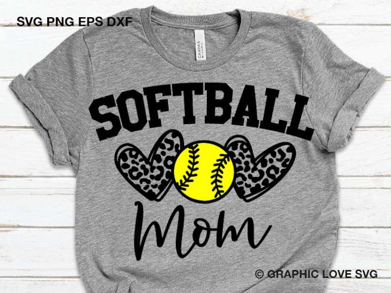 Softball Mom Leopard Heart Svg, Softball Heart Svg, Softball Mom Png, Sports Svg, Softball Mom Shirt Svg, Softball Mom Iron On Png, Love Softball Cricut#2