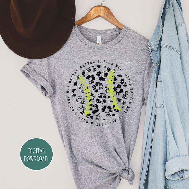 Leopard Softball SVG Download, Softball Svg, Hey Batter Batter Baseball SVG, Softball Team SVG, Softball Heart#4