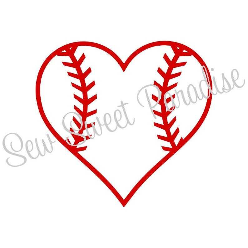 Red Softball Heart Outline SVG High Quality Perfect for your Design 