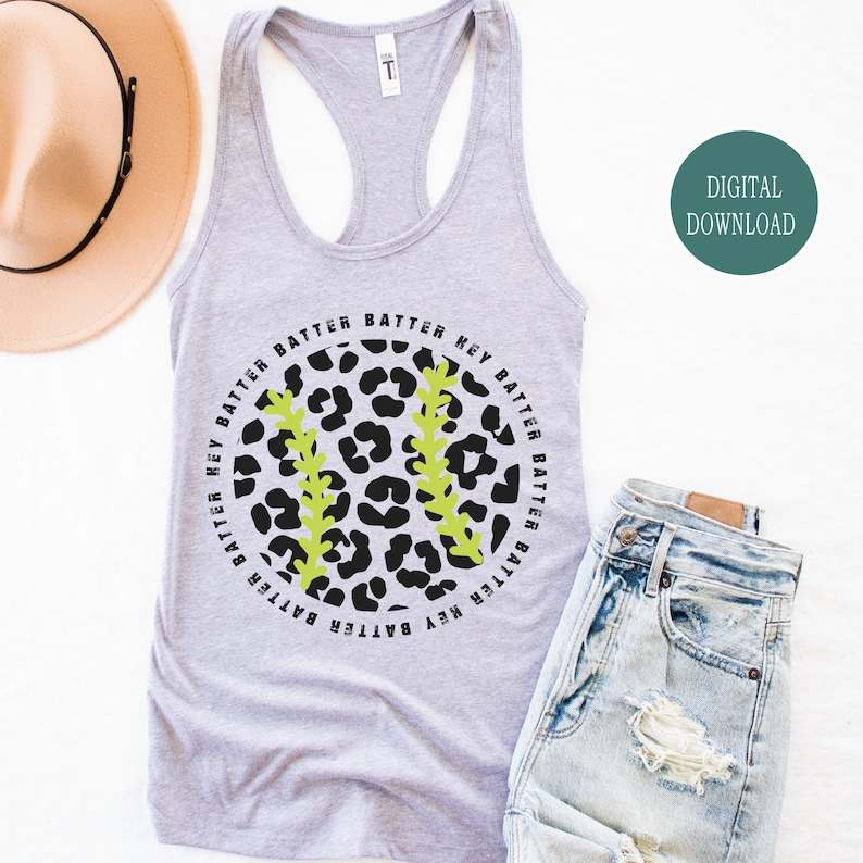 Leopard Softball SVG Download, Softball Svg, Hey Batter Batter Baseball SVG, Softball Team SVG, Softball Heart#6