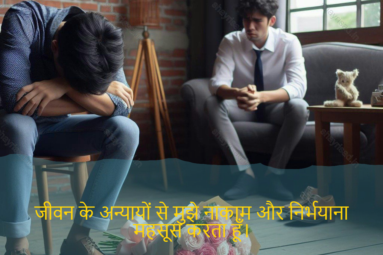 sad shayri (shayari) in hindi for life-जीवन के अन्यायों से मुझे नाकाम और निर्भयाना महसूस करता हूँ।-I am overcome and frustrated by the life 's injustice.