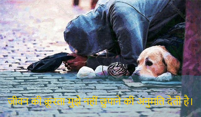 sad shayri (shayari) in hindi for life-जीवन की क्रूरता मुझे नहीं छुपाने की अनुमति देती है।-The toughness of life allows me not to hide.