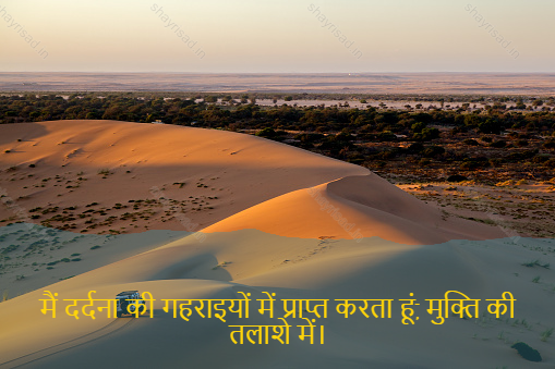 sad shayri (shayari) in hindi-मैं दर्दना की गहराइयों में प्राप्त करता हूं, मुक्ति की तलाशे में।-I find in the depths of pain, in the quest for salvation.