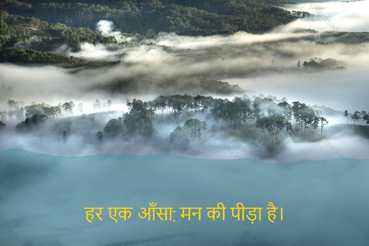 sad shayri (shayari) in hindi-हर एक आँसा, मन की पीड़ा है।-Every tear, there is pain in the mind.