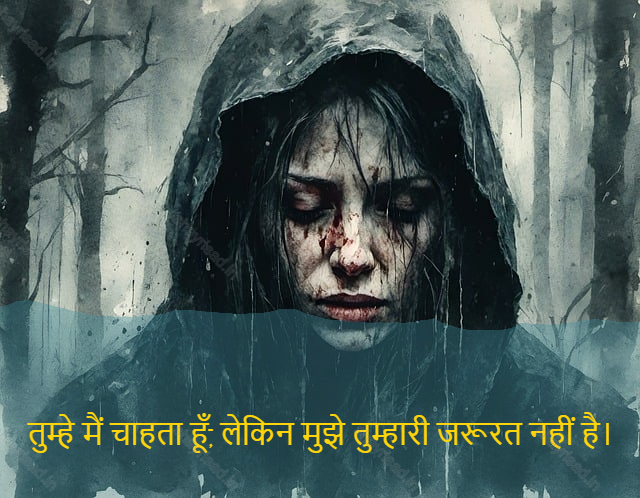 sad love shayari-तुम्हे मैं चाहता हूँ, लेकिन मुझे तुम्हारी जरूरत नहीं है।-Tum I want you but I don't need you.
