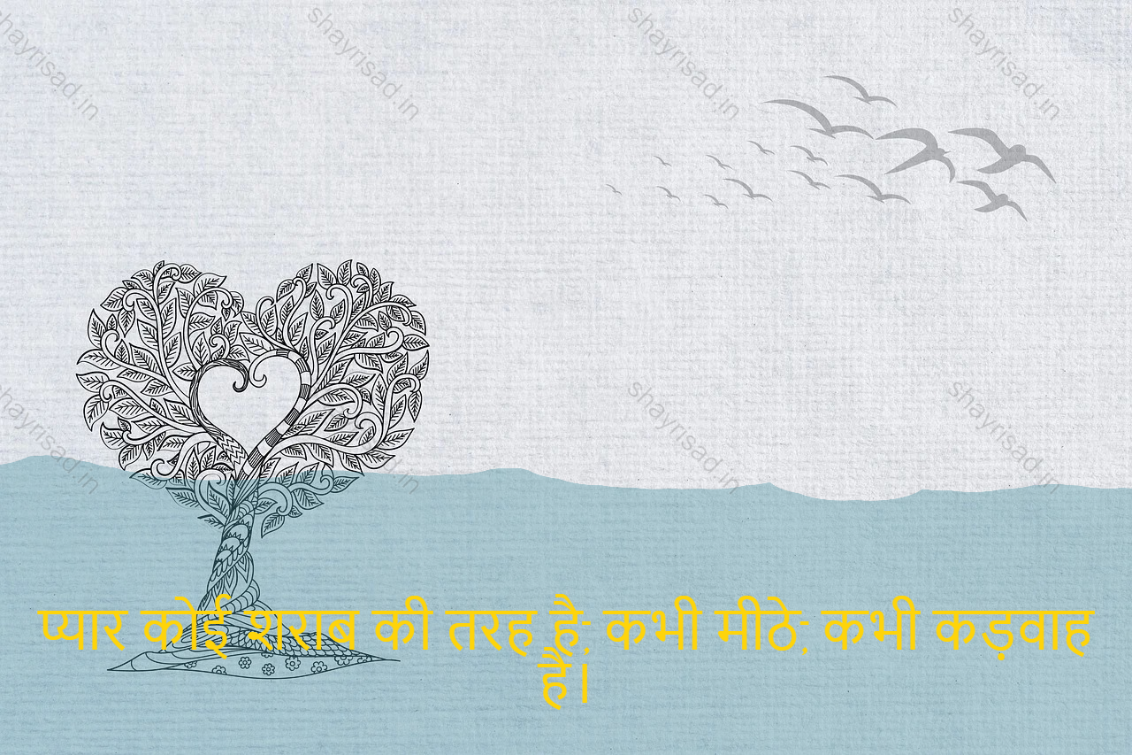 sad love shayari-प्यार कोई शराब की तरह है, कभी मीठे, कभी कड़वाह है।-Love is like no wine, ever sweet, ever bitter.