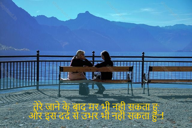 sad shayri (shayari) in English-तेरे जाने के बाद मर भी नही सकता हु,
और इस दर्द से उभर भी नही सकता हु…!-I can 't even die after you leave me,
And I can 't get over this pain...