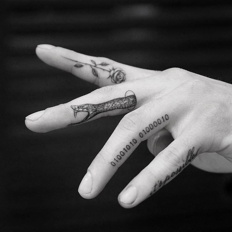 Finger Tattoos Men,Side Finger Tattoos Mens