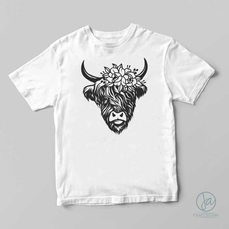 Highland Cow SVG Cow with Flower Crown SVG