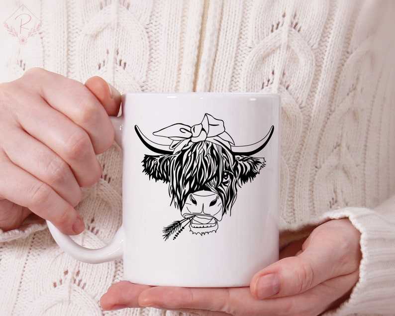 Highland Cow Svg Highland Heifer Svg Cow Svg Scottish Highland Cow with Flower Svg#3