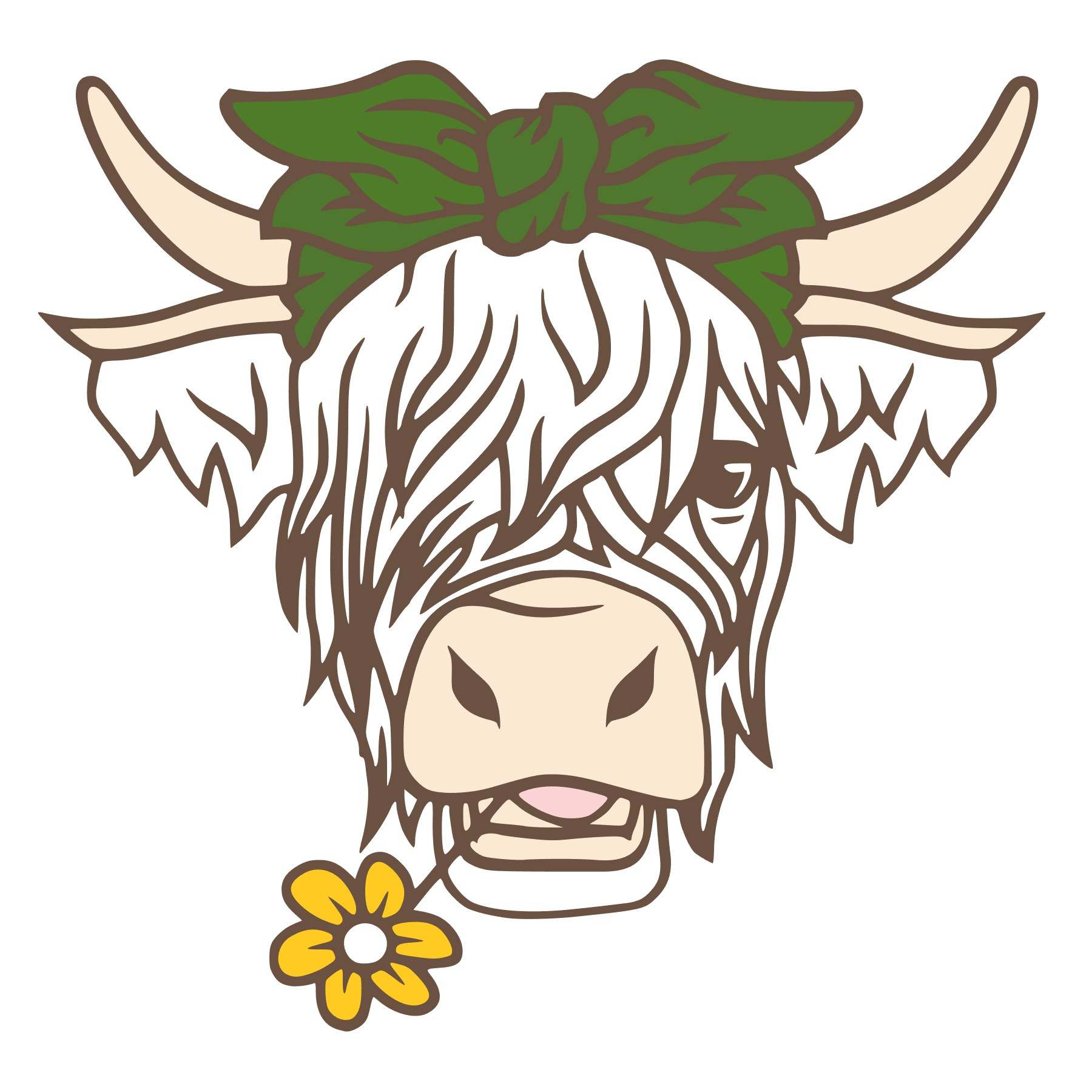 Cow Head With Flower SVG 