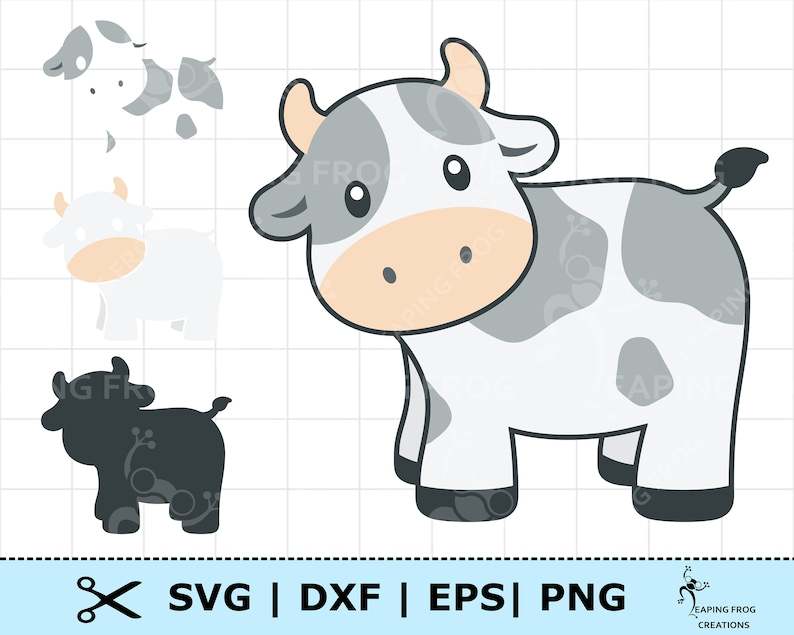 Cute Cartoon Cow Layered files Digital download
