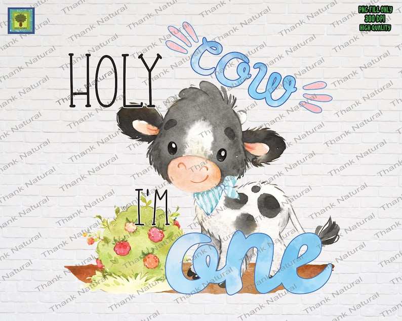 Holy Cow I'm One PNG Sublimation Design Download#1