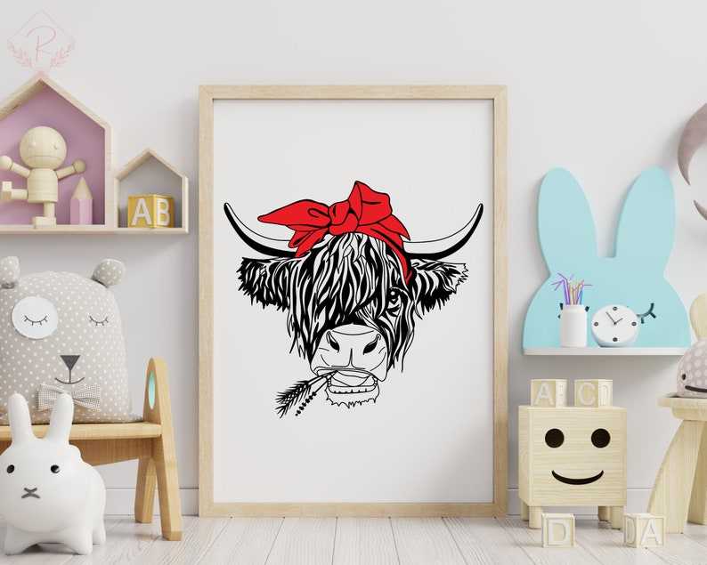 Highland Cow Svg Highland Heifer Svg Cow Svg Scottish Highland Cow with Flower Svg#7