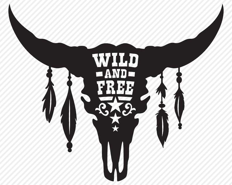 Wild And Free SVG Cow Skull Shirt Design#2