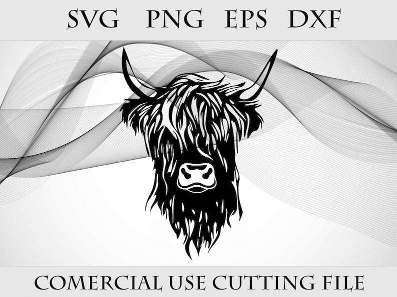 Highland Cow SVG Clip Art Cuttable Cricut Digital Design 