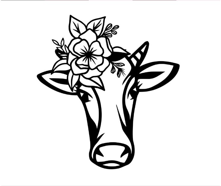 Cow Head Svg Cow Head With Flower